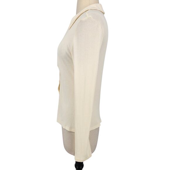 Madewell Ruched Polo Cardigan – Size Medium – Soft Ivory Knit - Picture 5 of 9